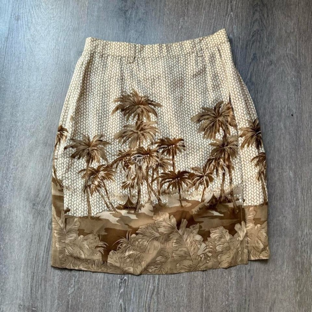 Tropical Palm Vintage Midi Skirt